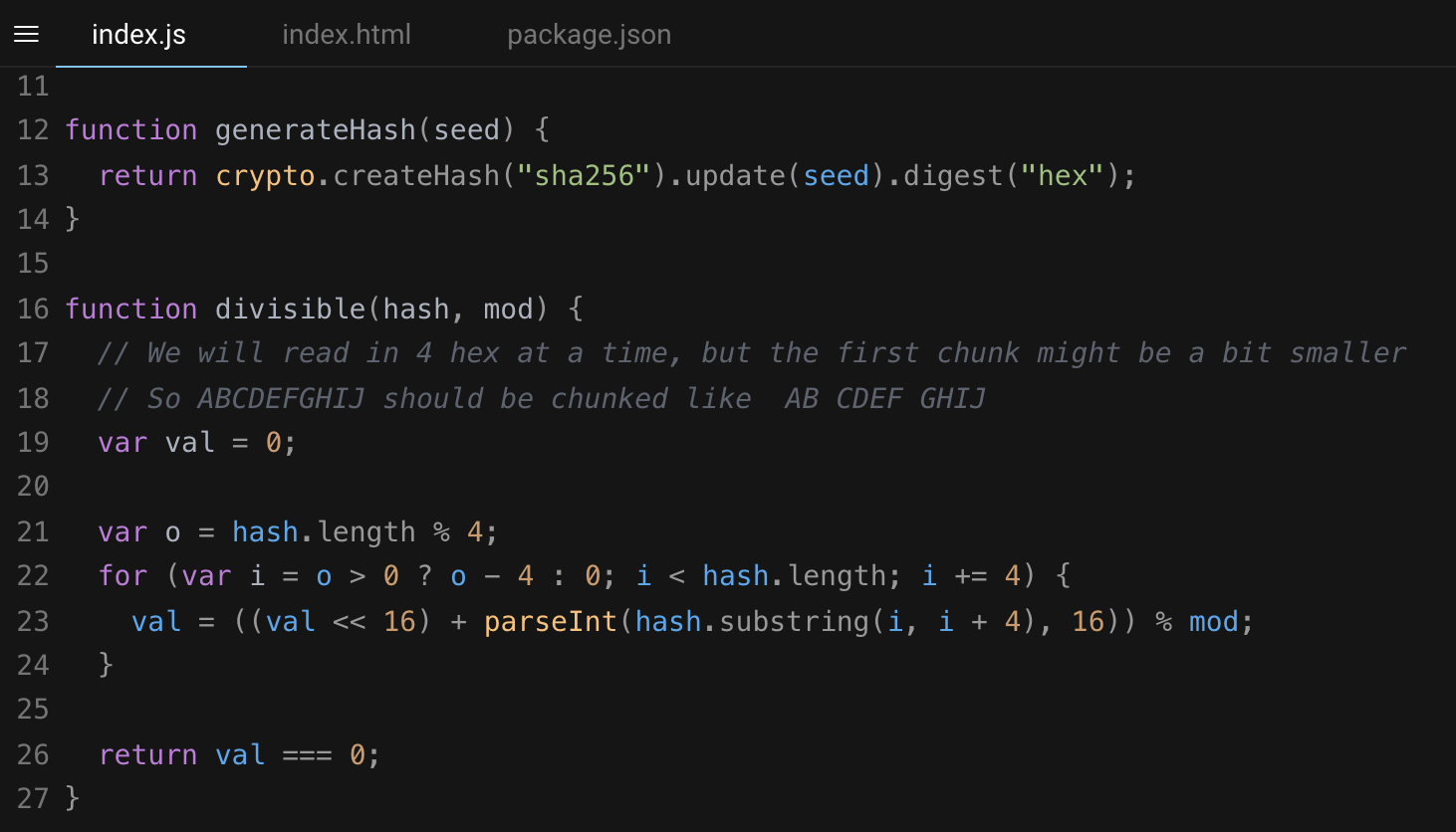 Generated Hash code